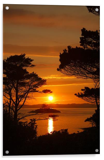 Highland Sunset Acrylic by John Cameron