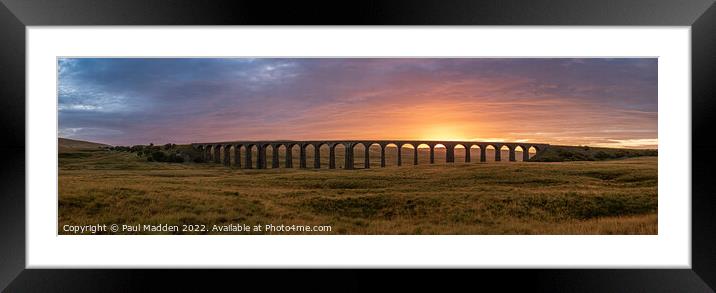 Ribblehead viaduct sunrise panorama Framed Mounted Print by Paul Madden