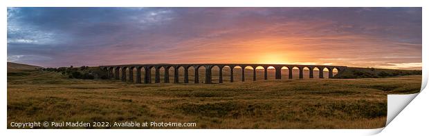 Ribblehead viaduct sunrise panorama Print by Paul Madden