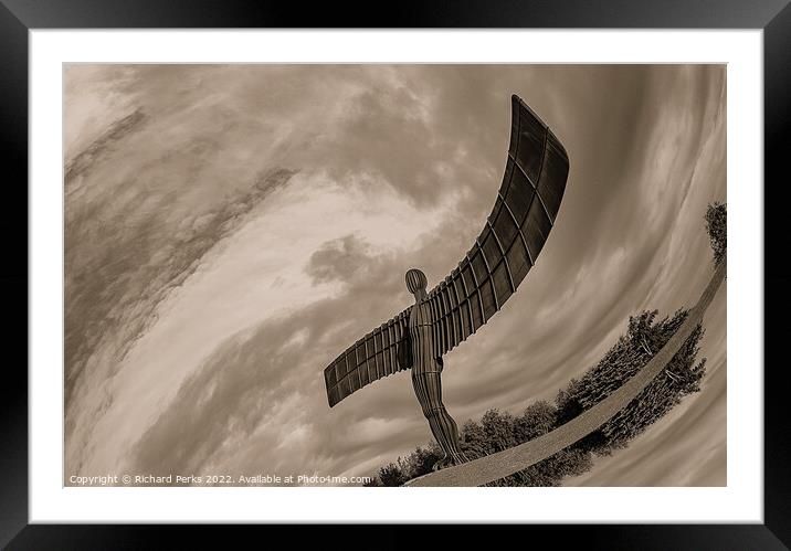 Angel of the North with a twist Framed Mounted Print by Richard Perks