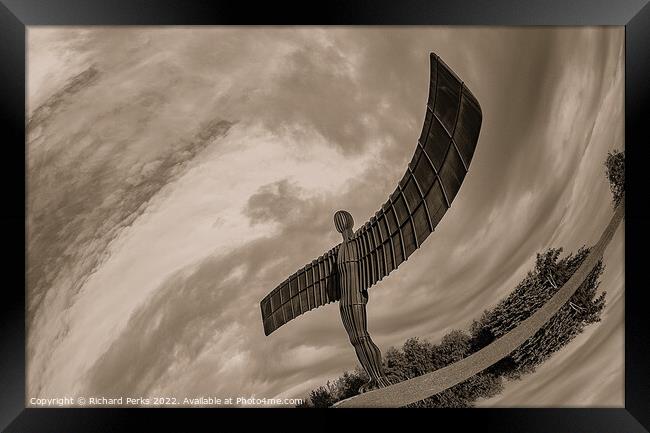 Angel of the North with a twist Framed Print by Richard Perks