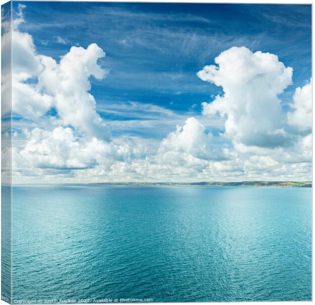 Clouds over Whitsand Bay Canvas Print by Justin Foulkes
