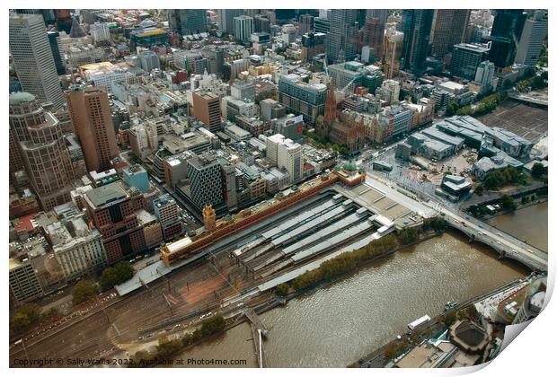 Aerial View of Melbourne Station, Australia Print by Sally Wallis