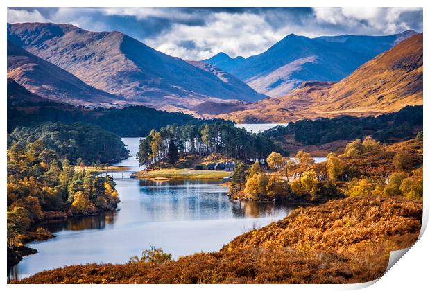 Loch Affric and Affric Lodge Print by John Frid