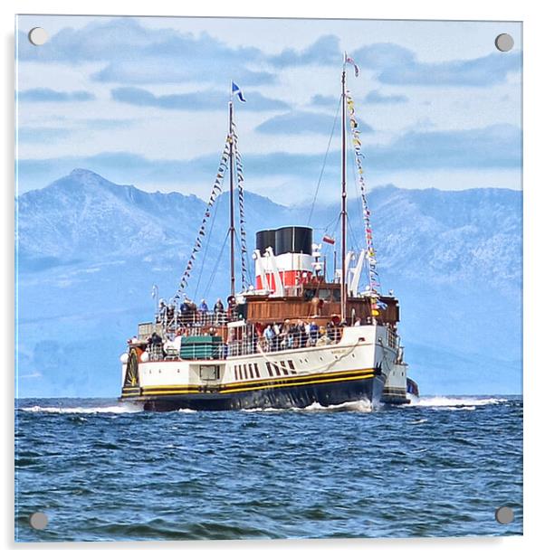 PS Waverley, Arran mountain backdrop Acrylic by Allan Durward Photography