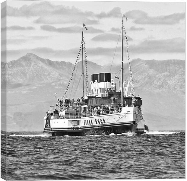 Paddle steamer Waverley, Arran backdrop Canvas Print by Allan Durward Photography