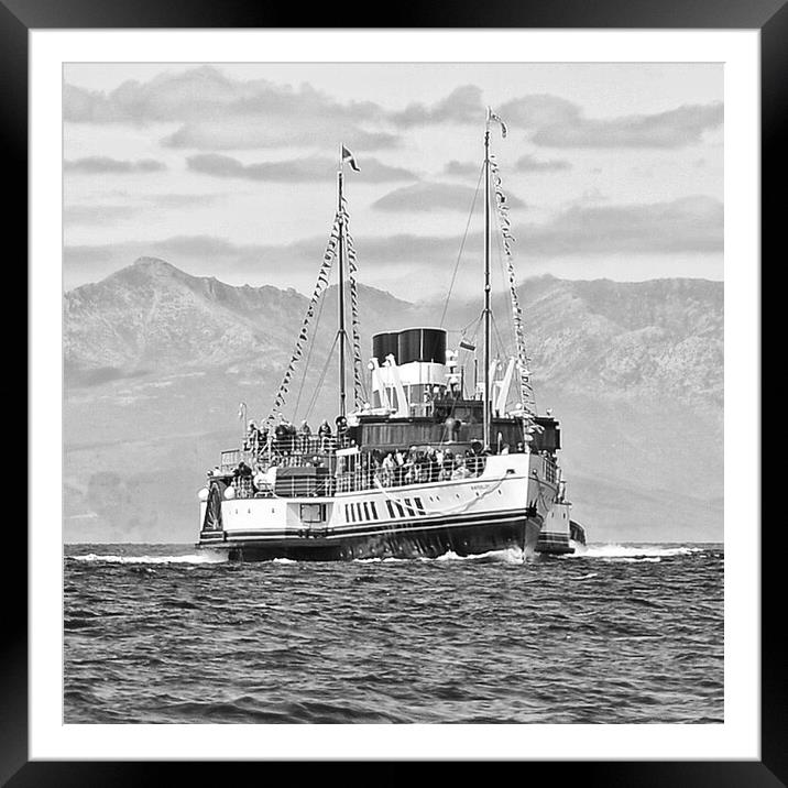 Paddle steamer Waverley, Arran backdrop Framed Mounted Print by Allan Durward Photography