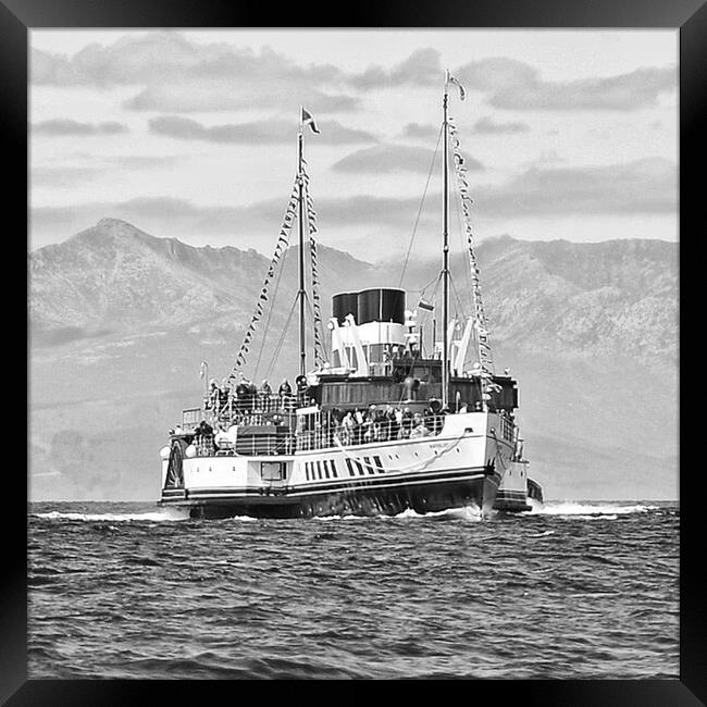 Paddle steamer Waverley, Arran backdrop Framed Print by Allan Durward Photography