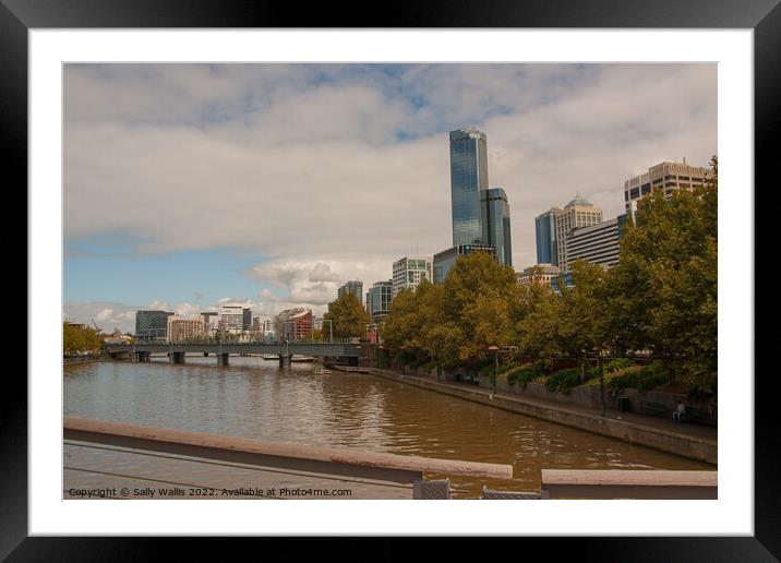 Yarra River winding through Melbourne Framed Mounted Print by Sally Wallis