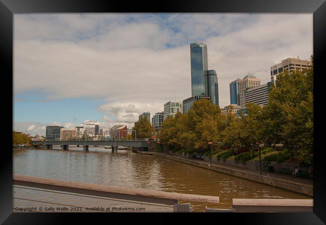 Yarra River winding through Melbourne Framed Print by Sally Wallis