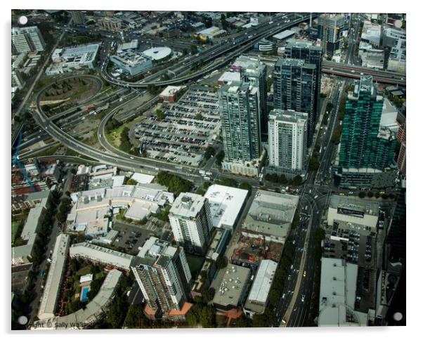 Aerial View of Melbourne City Highways  Acrylic by Sally Wallis