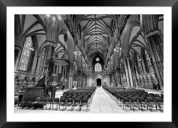 Lincoln Cathedral Nave Framed Mounted Print by Darren Galpin
