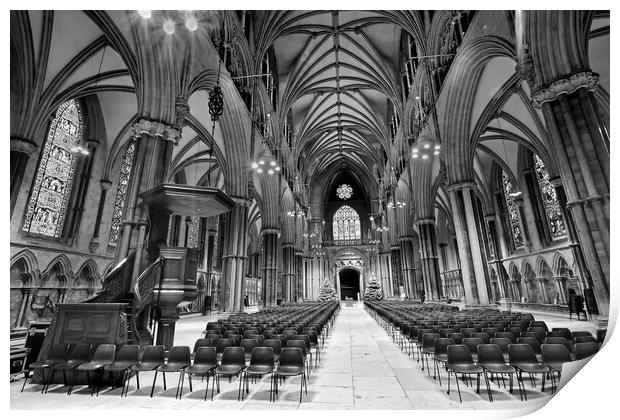 Lincoln Cathedral Nave Print by Darren Galpin