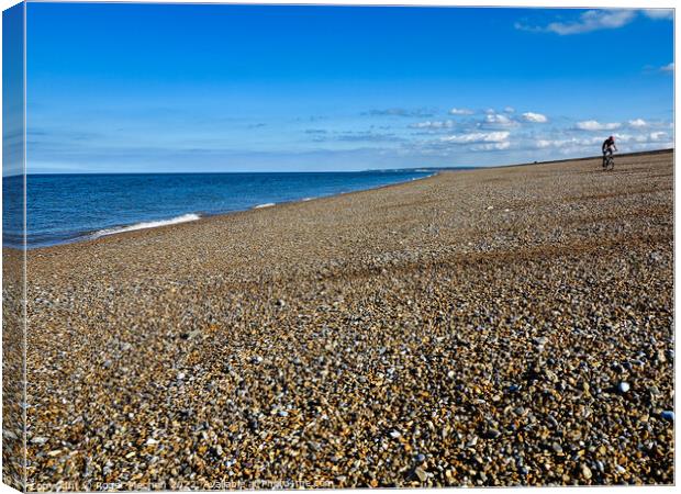 Serene solitude on Norfolk's beach Canvas Print by Roger Mechan