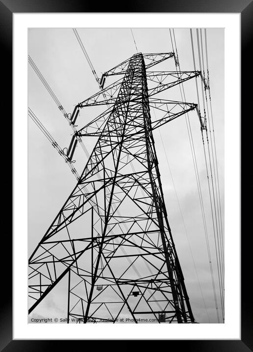 Perspective of pylon  Framed Mounted Print by Sally Wallis