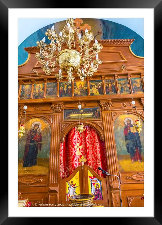 Altar Icons John Baptist Greek Orthodox Church Bethany Jordan Framed Mounted Print by William Perry