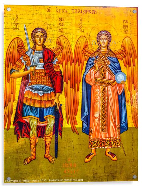 Angels Golden Icon Saint George Church Madaba Jordan Acrylic by William Perry