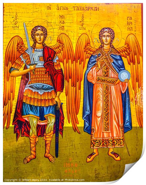 Angels Golden Icon Saint George Church Madaba Jordan Print by William Perry