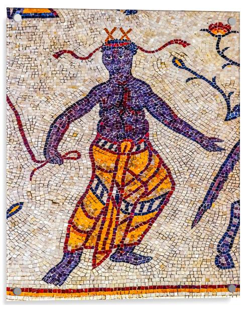Ancient People Mosaic Memorial Church Mount Nebo Jordan Acrylic by William Perry
