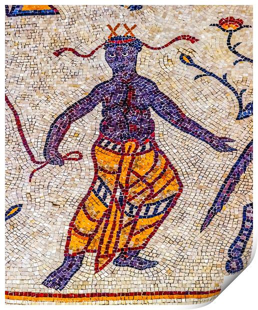 Ancient People Mosaic Memorial Church Mount Nebo Jordan Print by William Perry