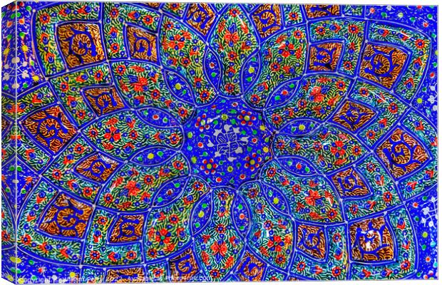Ancient Arab Islamic Designs Blue Pottery Madaba Jordan Canvas Print by William Perry