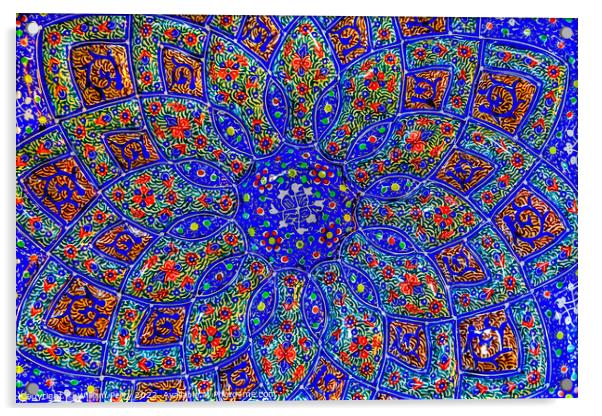 Ancient Arab Islamic Designs Blue Pottery Madaba Jordan Acrylic by William Perry