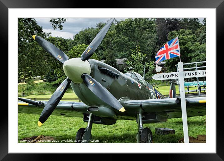 Spitfire War Plane at a 1940s Weekend. Framed Mounted Print by Steve Gill