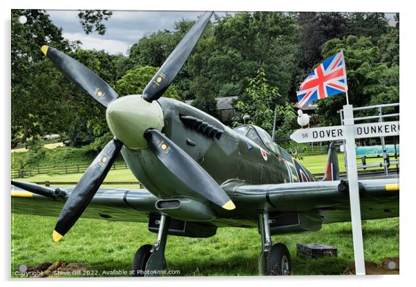 Spitfire War Plane at a 1940s Weekend. Acrylic by Steve Gill