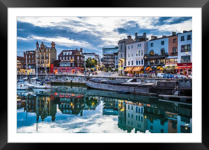 Ramsgate Royal Harbour reflections at dusk Framed Mounted Print by Robin Lee