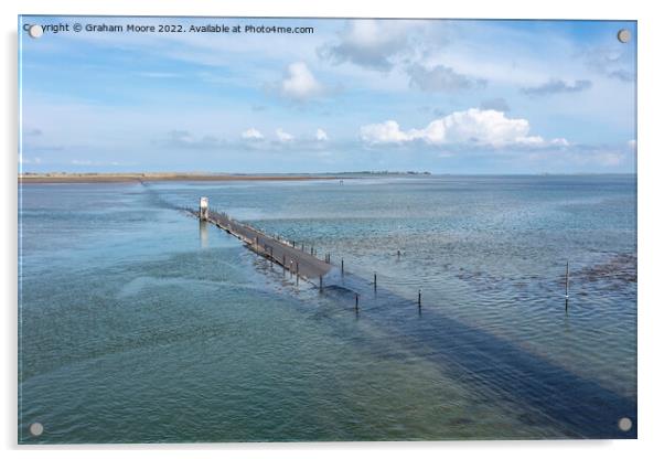 holy island causeway near high tide Acrylic by Graham Moore
