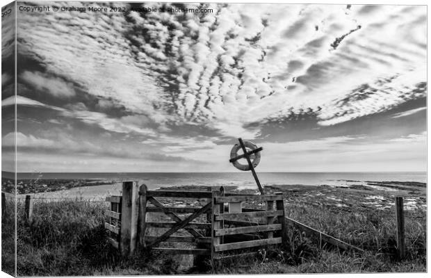 Beadnell Bay monochrome Canvas Print by Graham Moore