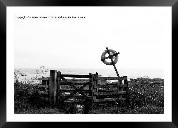 Beadnell Bay monochrome abstract Framed Mounted Print by Graham Moore