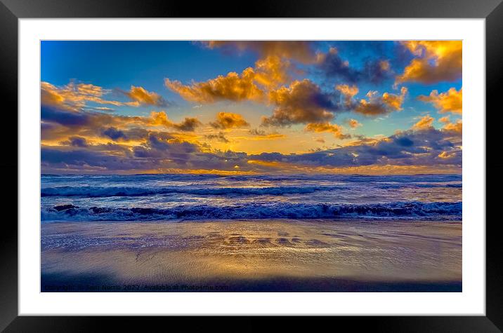 Cloudy Beach Sunset Framed Mounted Print by Sam Norris