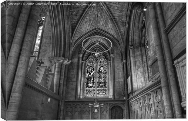 Ripon Cathedral Chapel Of St Peter Monochrome  Canvas Print by Alison Chambers