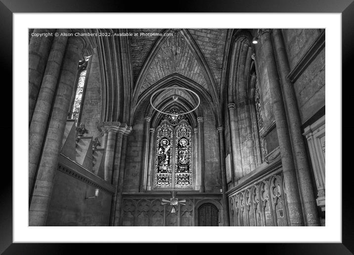 Ripon Cathedral Chapel Of St Peter Monochrome  Framed Mounted Print by Alison Chambers