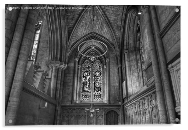 Ripon Cathedral Chapel Of St Peter Monochrome  Acrylic by Alison Chambers