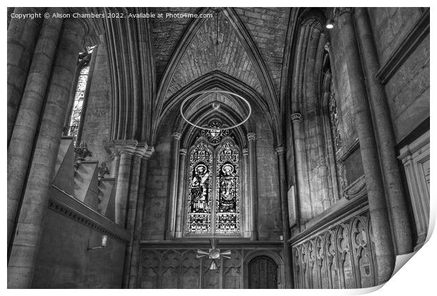 Ripon Cathedral Chapel Of St Peter Monochrome  Print by Alison Chambers