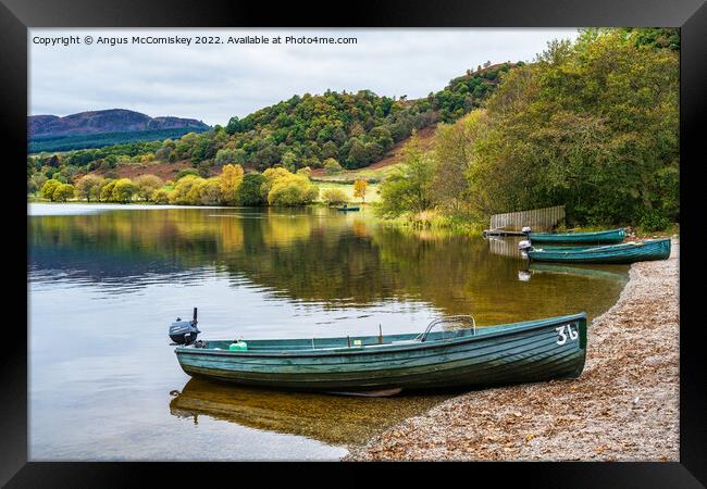 Beached boats on Lake of Menteith Framed Print by Angus McComiskey