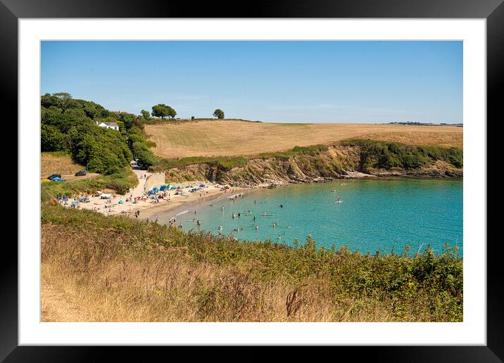 Porthcurnick Beach Cornwall Framed Mounted Print by kathy white