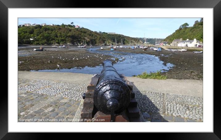 Fishguard Cannon and harbour Framed Mounted Print by Mark Chesters