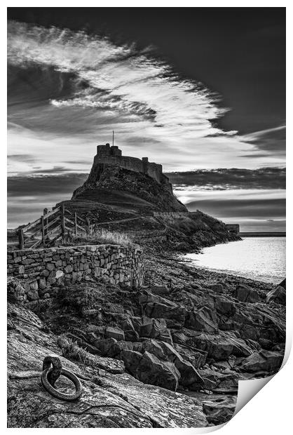 Lindisfarne castle at dawn Print by Bill Allsopp