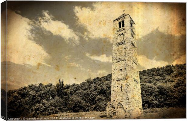 OLD PHOTO EFFECT  on medieval tower Canvas Print by daniele mattioda