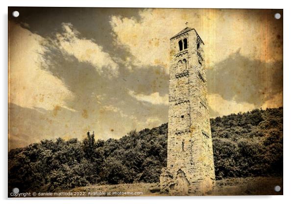 OLD PHOTO EFFECT  on medieval tower Acrylic by daniele mattioda