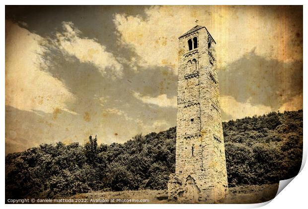OLD PHOTO EFFECT  on medieval tower Print by daniele mattioda