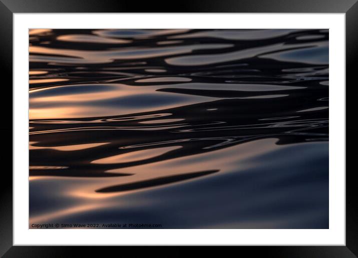 Water surface at sunset Framed Mounted Print by Simo Wave