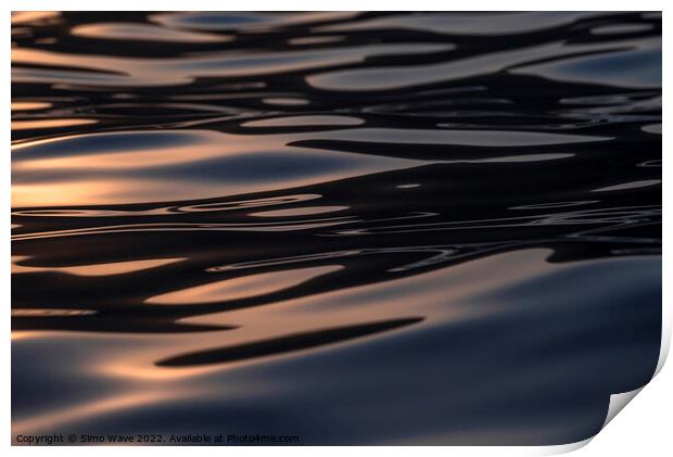 Water surface at sunset Print by Simo Wave