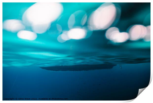 Boat in the sea underwater Print by Simo Wave