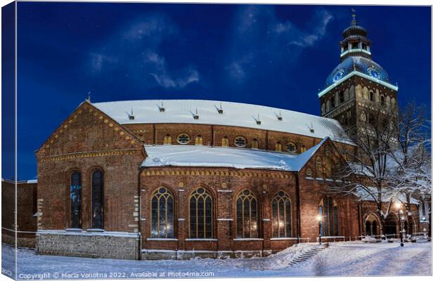 Dome cathedral on Dome square in Riga, Latvia Canvas Print by Maria Vonotna