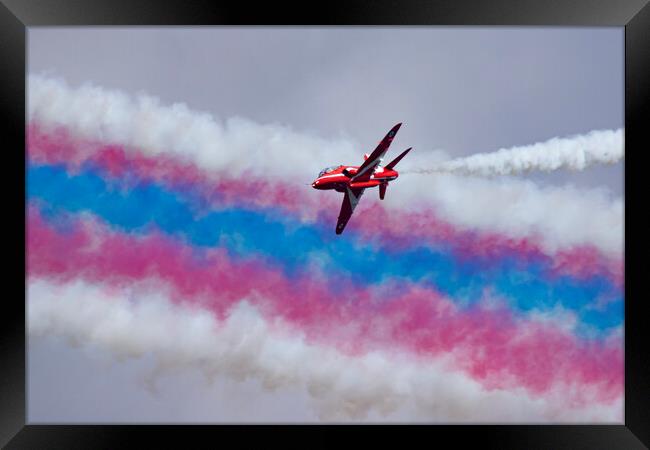 Red Arrows Smoke Roll Framed Print by J Biggadike