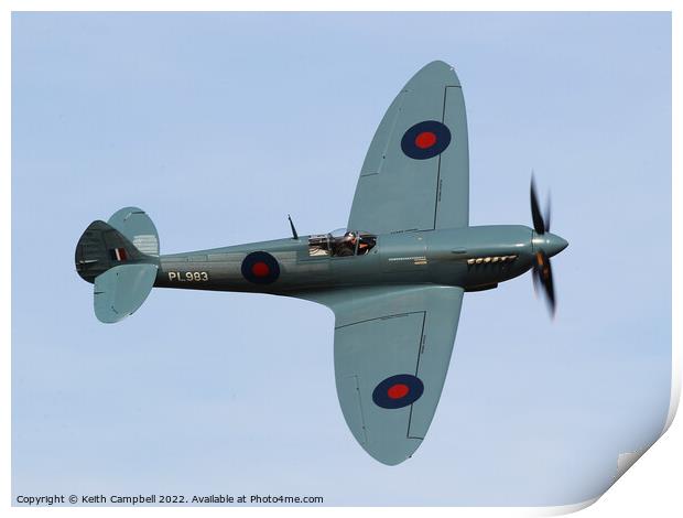 Blue Spitfire Print by Keith Campbell
